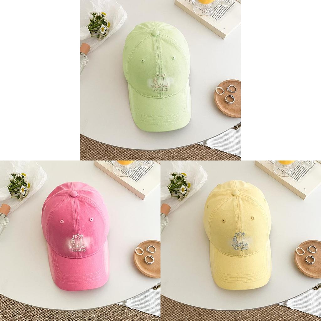 Korean Style Embroidered Cat Baseball Cap With Sun Protection For Summer Outdoor Casual Wear