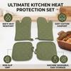 Oven Mitts Pot Holders Set Heat Proof Cotton Non Slip Kitchen Oven Gloves with Hanging Loop for Cooking Grilling