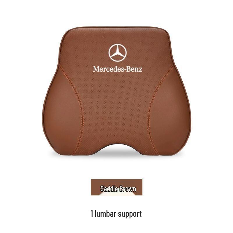 Cojín de Cabeza y Respaldo de Cuero Genuino para Coche Mercedes-Benz - Almohada Universal para E300L, C260, GLC (Todas las temporadas)