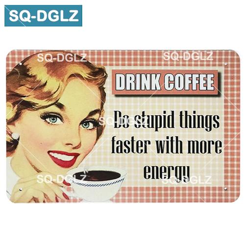 [SQ-DGLZ] kawa metalowy znak Bar dekoracja ścienna znak blaszany Vintage metalowe tabliczki Home Decor malarstwo tablice plakat artystyczny