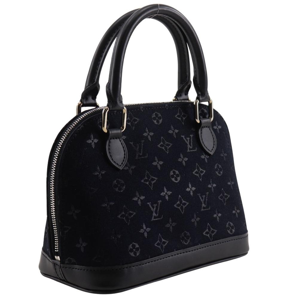 Louis Vuitton Little Alma Handbag M92146 Black Monogram Satin Women Used