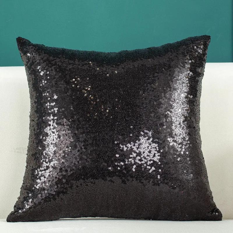 Sequined Solid Color Gradient Cushion Cover Fashion New Year Christmas Sofa Cushion Pillow Cover Office Lumbar Cushion Cover