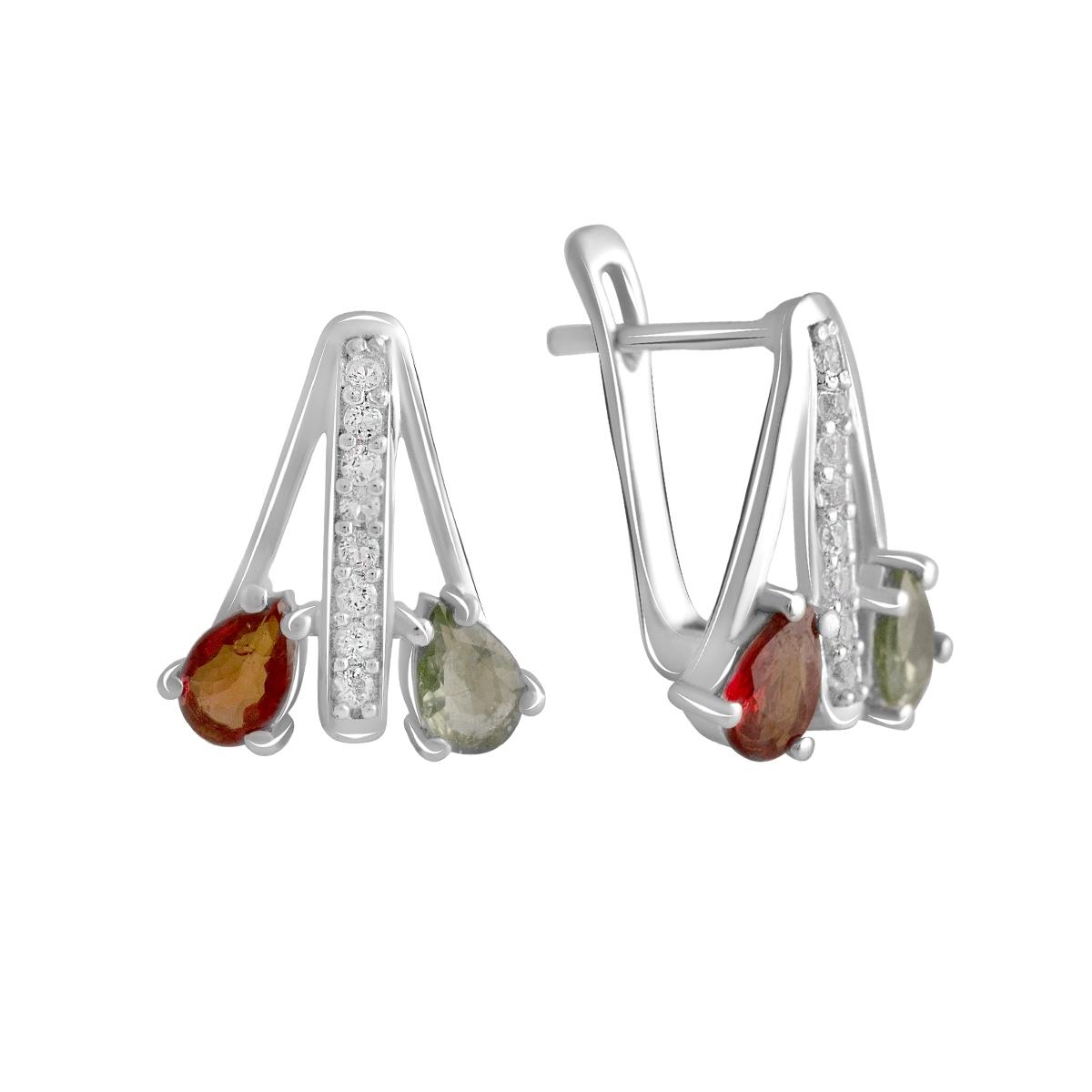 

Срібні сережки з блакитним кварцом і фіанітами. (2124795) сапфіровий