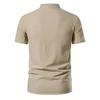 Men's Retro Shirt Short Sleeve Linen Lightweight Breathable Solid Color Fashion Pirate V Neck Stylish Shirs