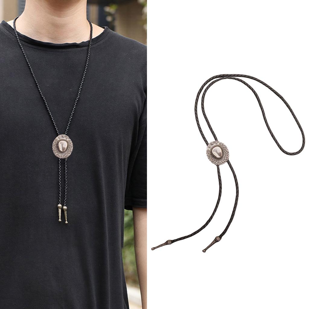 Metal Hat Pendant Bolo Tie for Adult Unisex Vintage PU Leather Tie Rope Necklace Jewelry Rodeos Tie Formal Event Tie