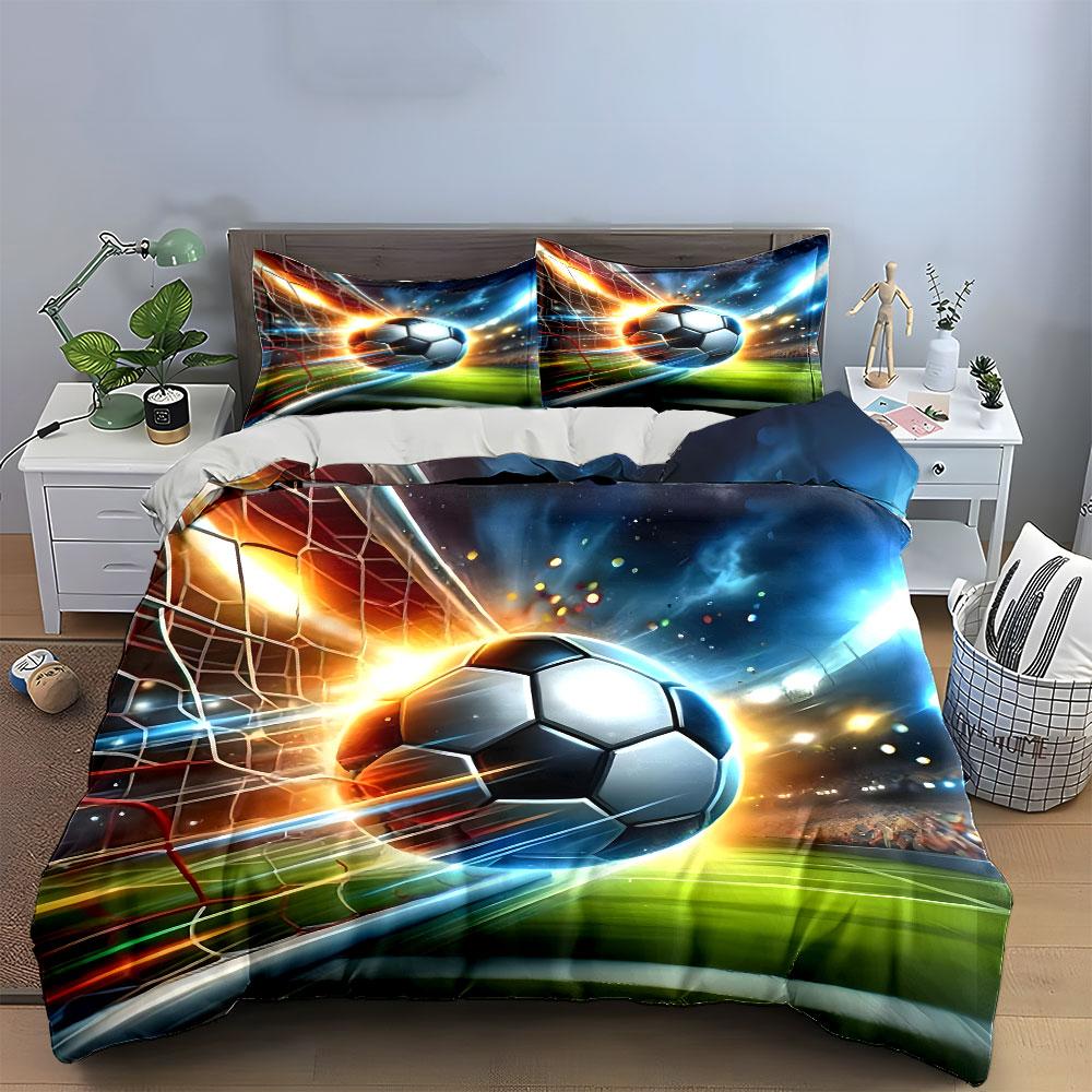 Soccer ball with net. Bedding sets Duvet cover sets Duvet covers Pillowcases(1*Duvet Cover 2*Pillowcases without duvet insert)
