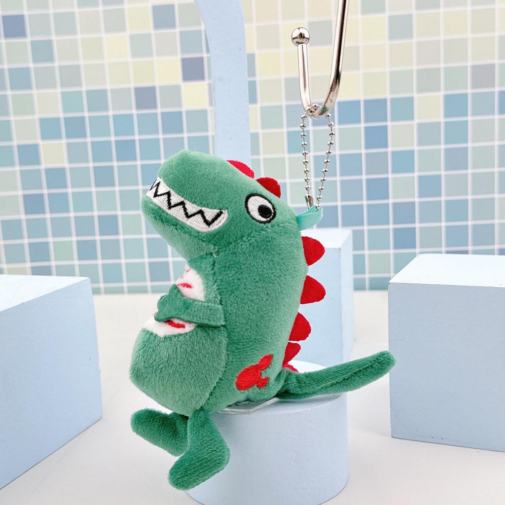 Cute Green Dinosaur Plush Keychain Pendant Charm