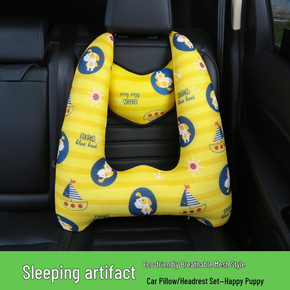 Children's Cartoon Car Headrest Neck Pillow & Lumbar Support Cushion