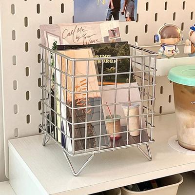 Iron Storage Rack Hollow Out Large Capacity Stainless Iron Wire Mesh Storage Basket Home Office Bathroom Desktop Case Organizer