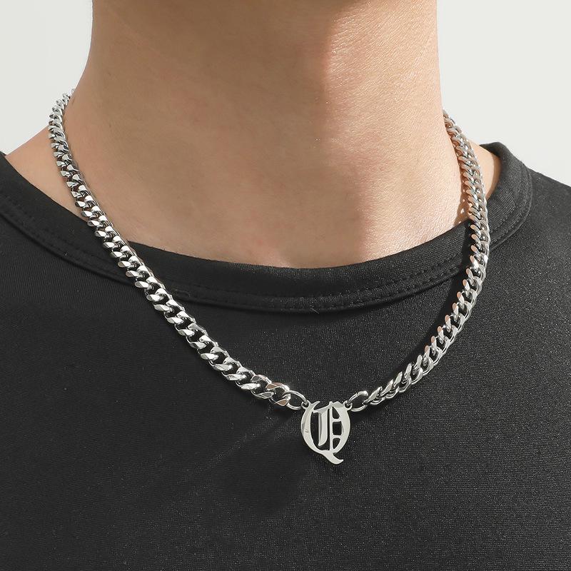 Stainless Steel English Letter Pendant Cuban Necklace - Hip-Hop Trend