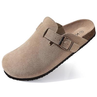 Zuecos de corcho para mujer, zapatillas clásicas de ante, antideslizantes, con soporte para el arco del pie.