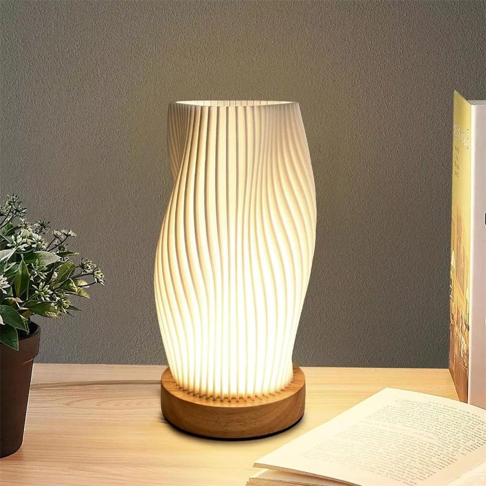 With Wooden Base LED Night Lamp Bed Head Lamp Desk Lamp Fashion Night Light  Gift