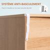 Scandinavian Commode Design 3 Sliding Drawers Tapered Inclined Legs Particle Board Panels Light Wood Grain Finish