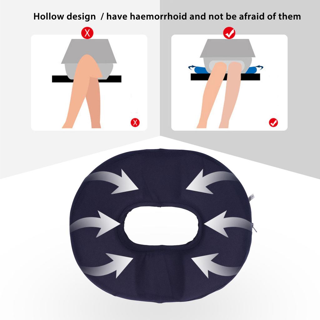 Donut Sciatica Support Donut Memory Foam Chair Cushion Pillow for Tailbone Navy Blue 4U Male