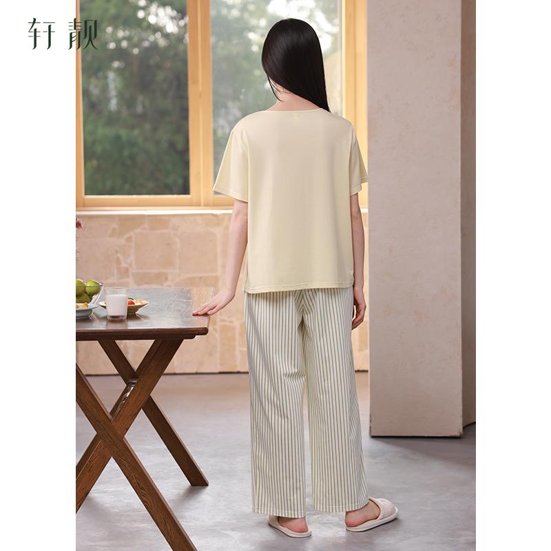 Xuan Liang Relaxation 2026 New Women's Spring and Summer Sleepwear, Thin Cotton Short Sleeved Pants, Casual Home Clothing Set