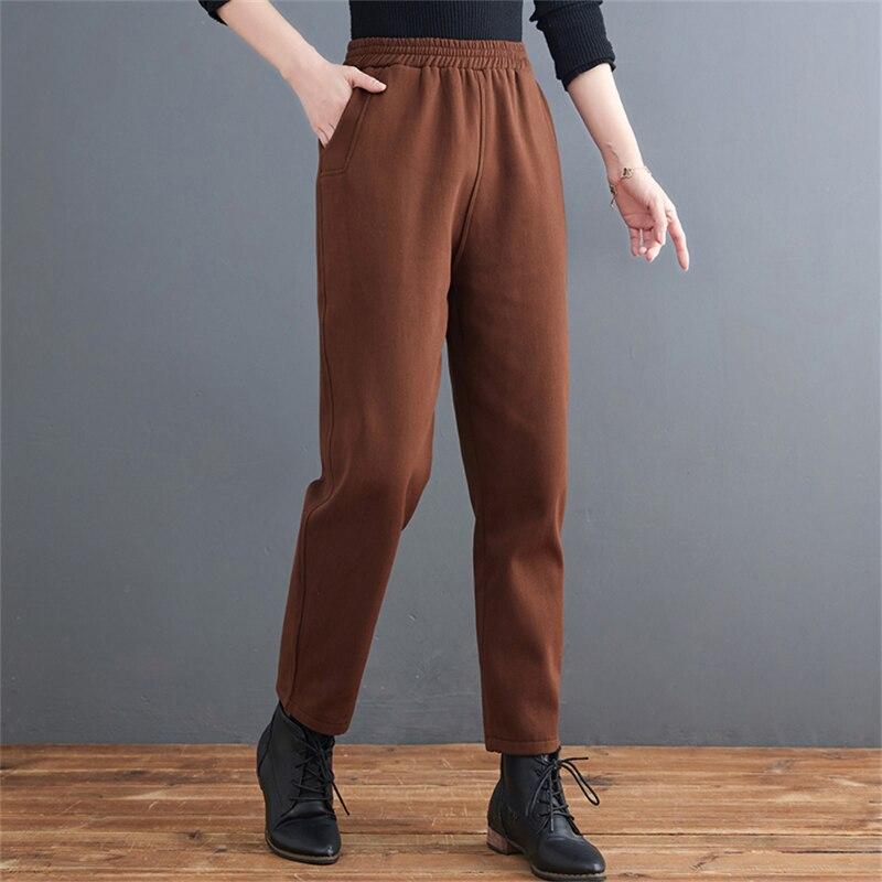 

Осень-зима 2022, повседневные однотонные шаровары с высокой талией, женские теплые флисовые длинные брюки, женские толстые теплые брюки XXL