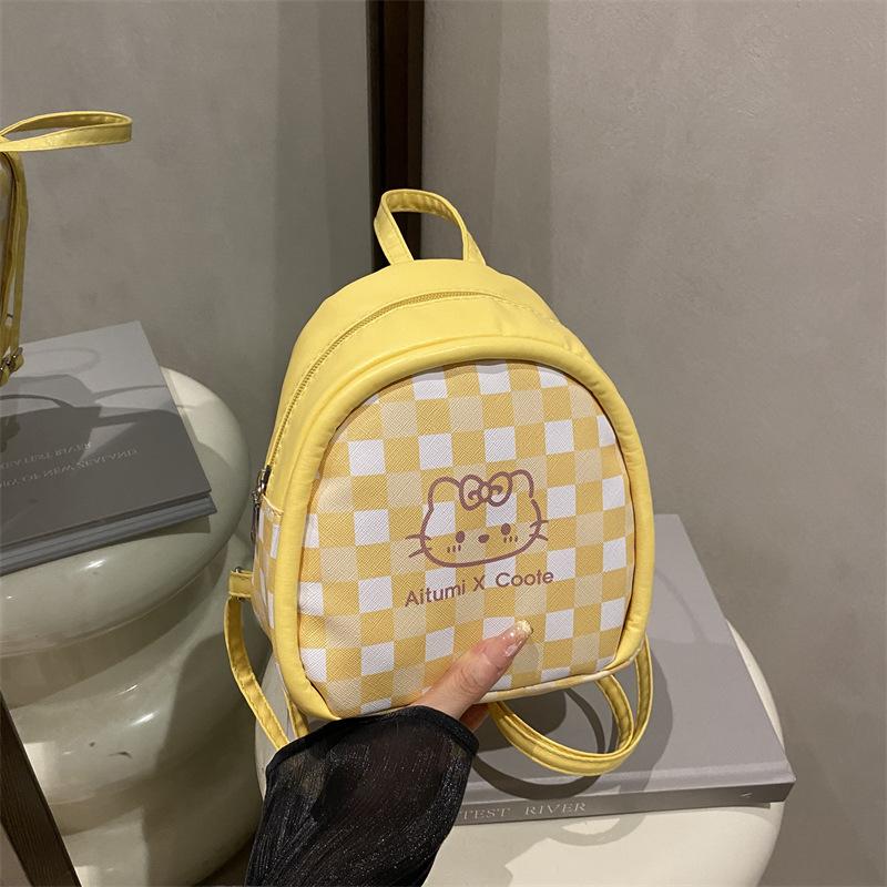 

Новый мини нишевый модный универсальный рюкзак с трендовым дизайном в клетку жёлтый