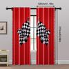 2pcs   Curtains Roller Blinds Race Flag Checkered Versatile Polyester (without rod) Decorations For Home Ldeal for Living Room