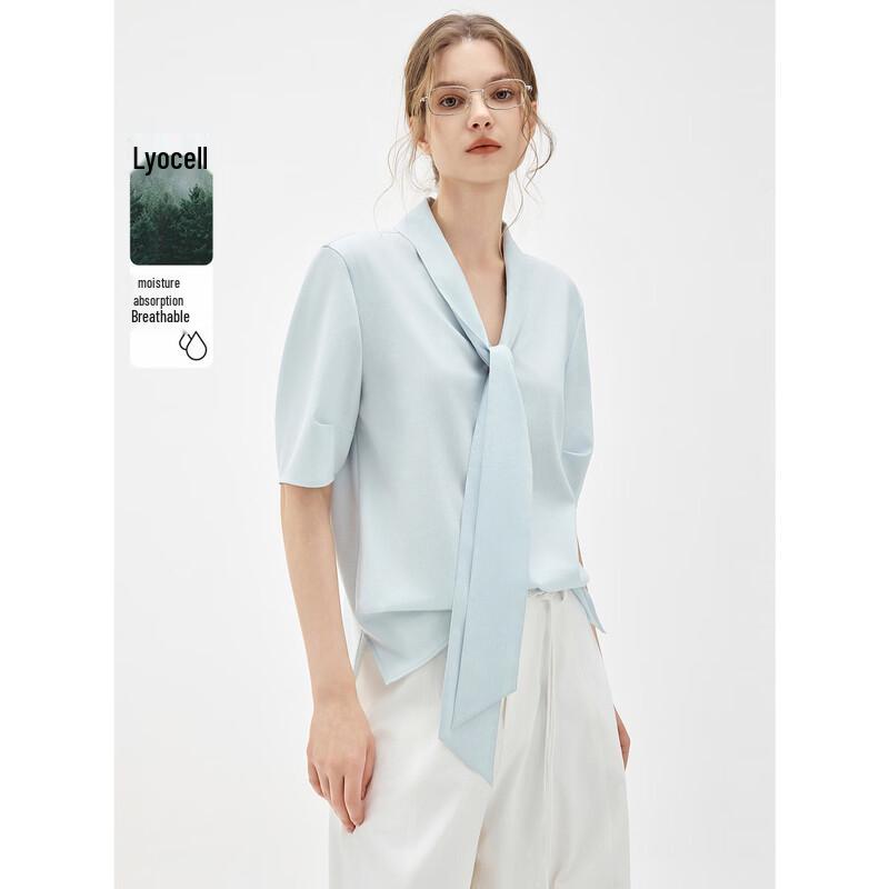 

ELLE Old Money Style Linen Blend V-Neck Blouse L