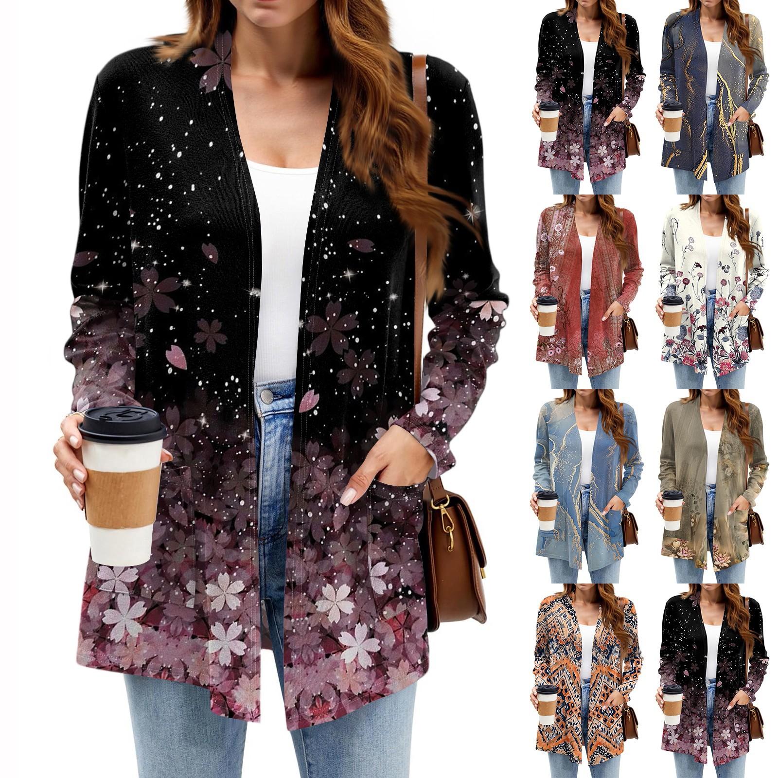 

Women s Lightweight Cardigan Sweaters Open Front Long Sleeve Casual Loose Thin Cardigans With Pockets L фіолетовий