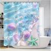 Beach Themed Shower Curtain With Sea Shells And Blue Starfish Design - Watercolor Effect For Home Bathroom Decor Elevate Space