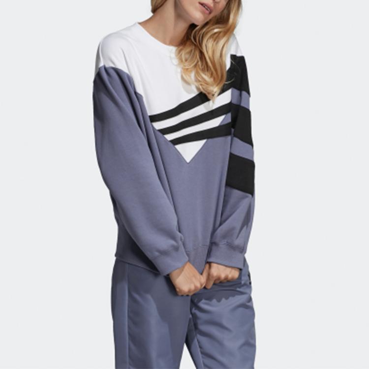 adidas Sudadera Originals Color Block para Mujer tops Índigo Blanco Negro DU8474