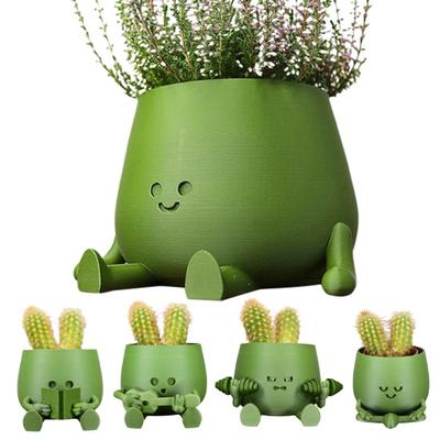 Happy Face Suculentas Planter 3D Impresso Mesa Flowerpot Home Office Decoração Vaso de Flores para Cactos e Suculentas Amantes de Plantas Presente