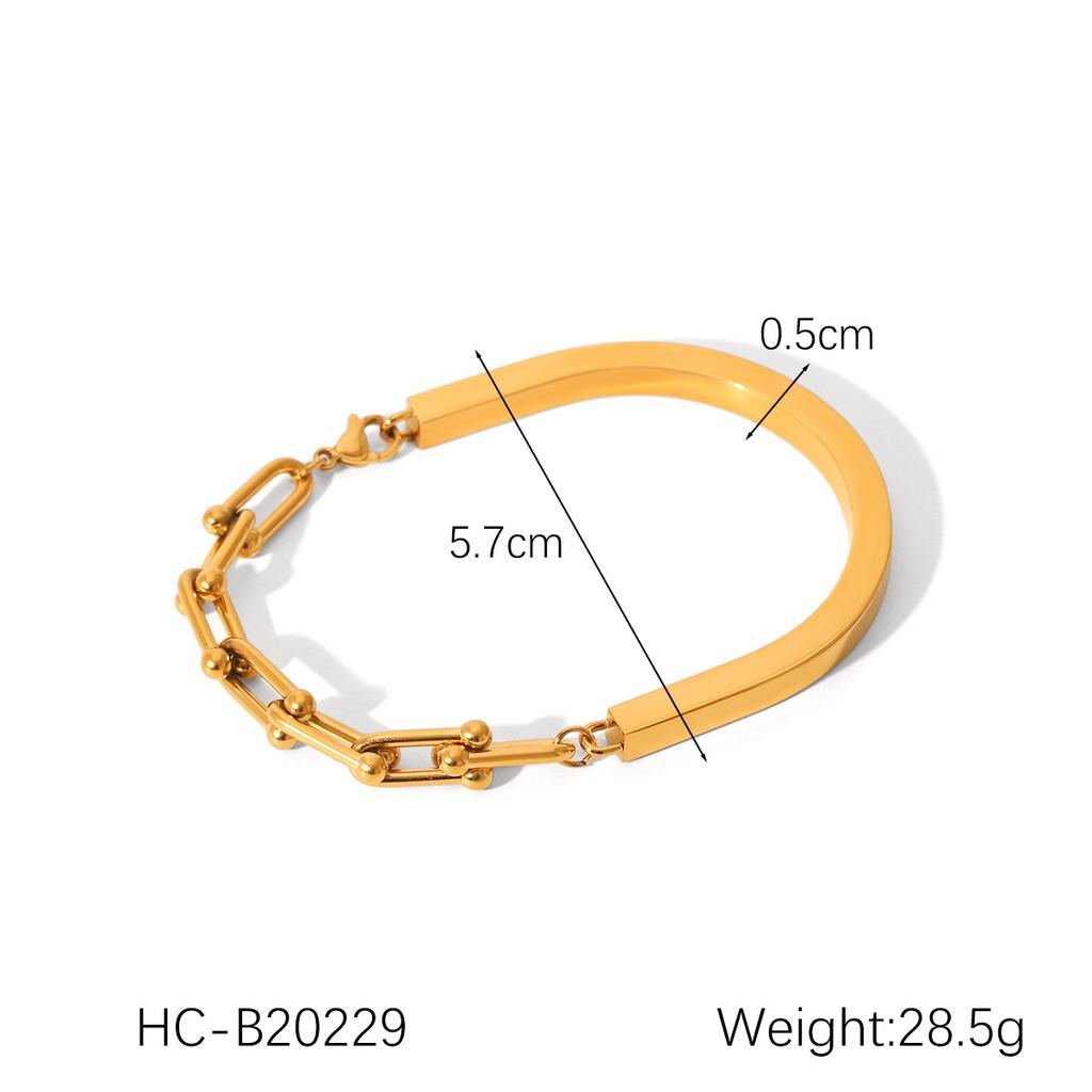 Fashion Fine 14inch U-shaped Horseshoe Buckle Stainless Steel Non-fading Link Chains for Women