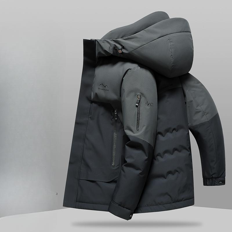 Autumn and Winter White Duck Down Hooded Thickened Outdoor Casual Warm Down Young and Middle-aged Jacket