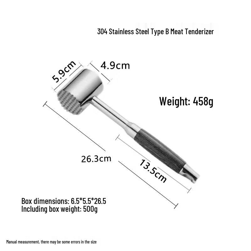 ZISIZ 304 Stainless Steel Double-Sided Meat Tenderizer Hammer