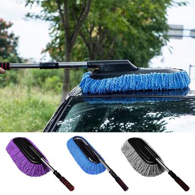 Car Cleaning Brush 33-Inch Retractable Car Duster Stainless Steel Telescopic Pole Scratch-Free Microfiber Car Brush for Trucks SUVs