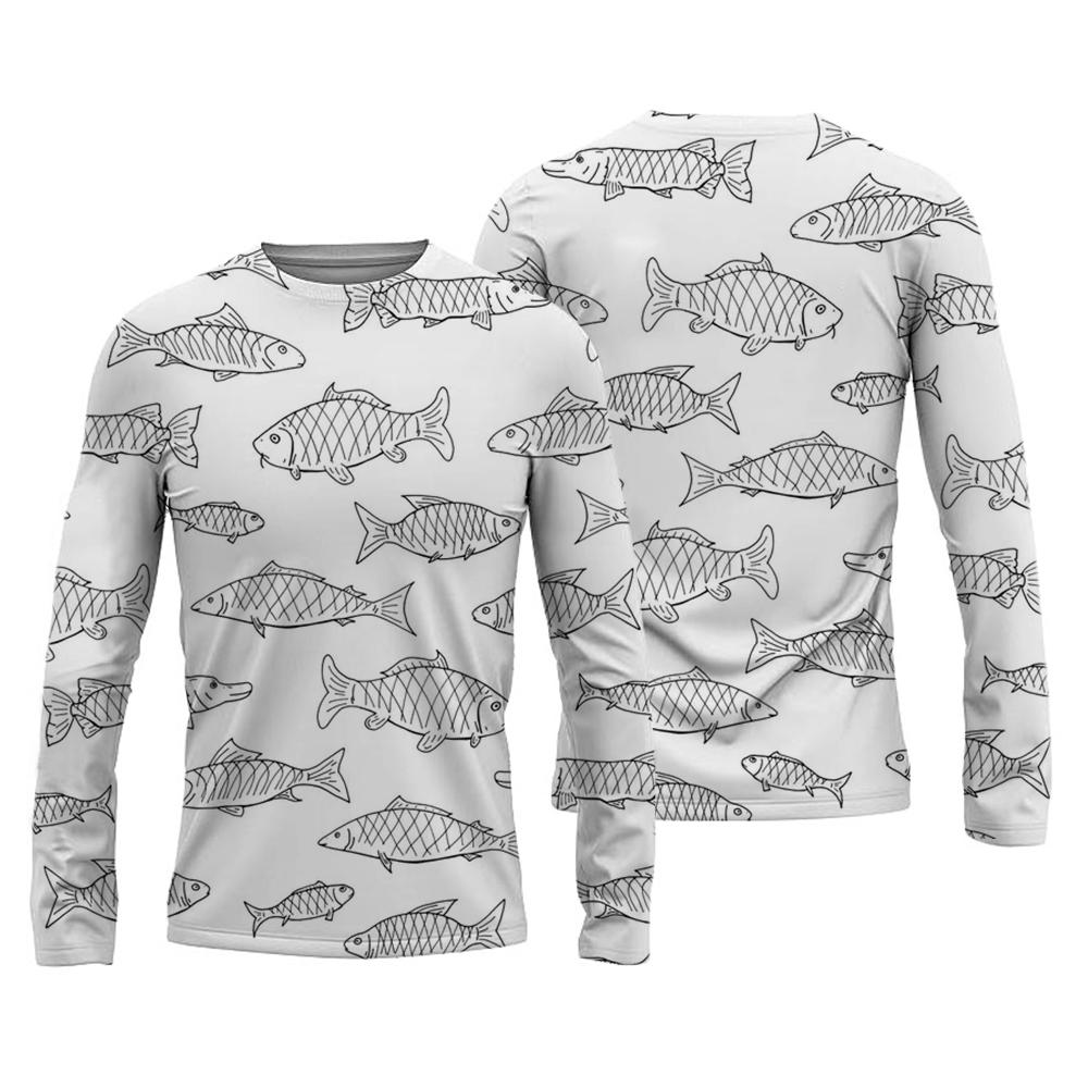 New Men's Fishing Shirts Customizable Print T-Shirt Fishing Apparel Long Sleeve Fishing Shirt Outdoor Sports Crewneck Tops 6XL