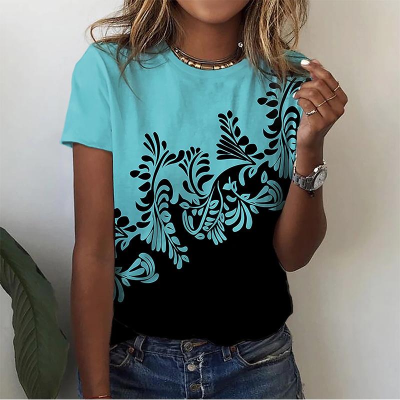 Summer Sunflower 3D Printing T-shirt Women's V-neck Casual T-shirt Tops Street T-shirt Women's Clothing