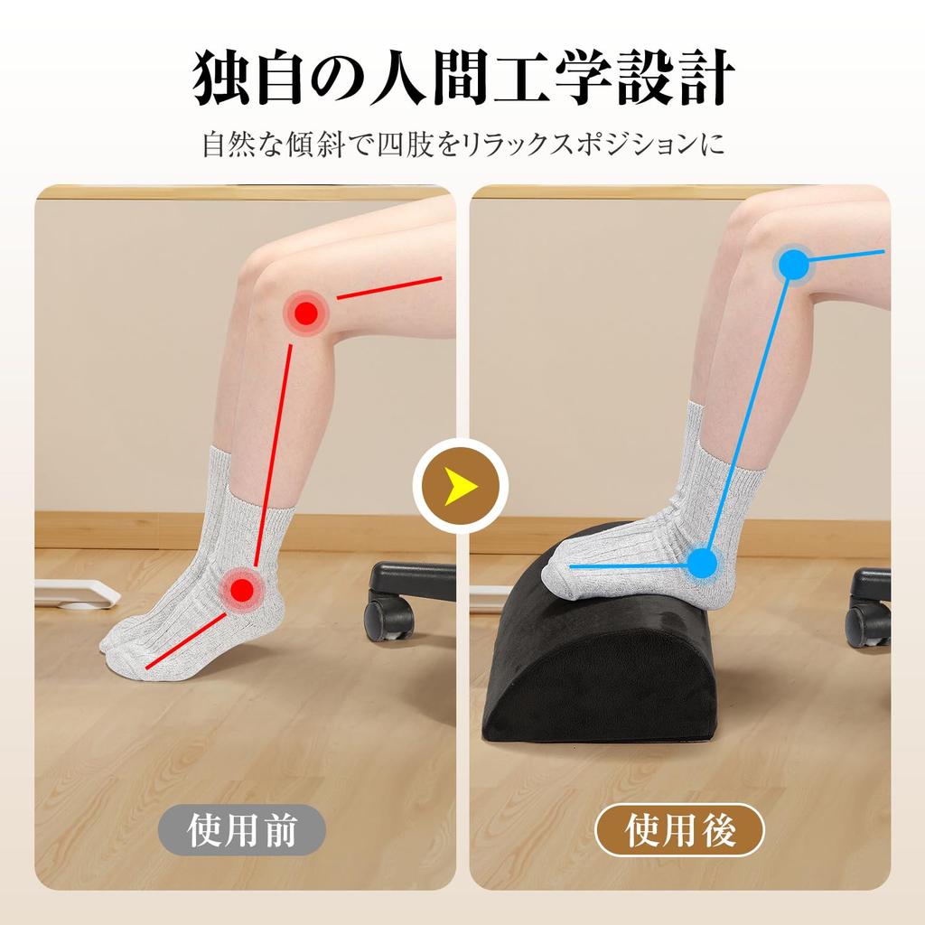 Footrest Reduces Knee and Ankle Ankle Comfortable Foot Black Under-Desk [Chiropractor-Supervised, Strain] Support, Lightweight, Rest,