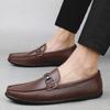 Fashion 2004 New Arrival Men Dress Loafers Male Casual Leather Shoes Mens Breathable Round Toe Male Comfortable Slip on Round Toe Shoes