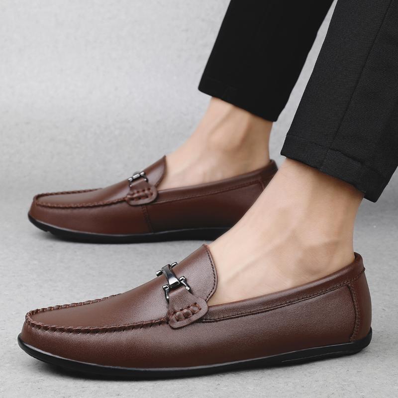 Fashion 2004 New Arrival Men Dress Loafers Male Casual Leather Shoes Mens Breathable Round Toe Male Comfortable Slip on Round Toe Shoes
