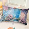 Romantic CoastalPink Roses Tranquil Blue Waters Cushion Cover Rectangle Pillow Case Printing Bedside Sofa Decoration Pillowcase