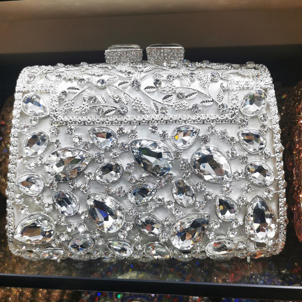 WHTUOHENG Green Diamond  Evening Clutch Handbag Girls Big Rhinestones For Women Rose Red Purses Ladies Party Prom Lady Bags