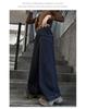 Winter 2025 Girls' Fleece-Lined Wide-Leg Jeans - Warm, Solid Color, Casual Long Pants