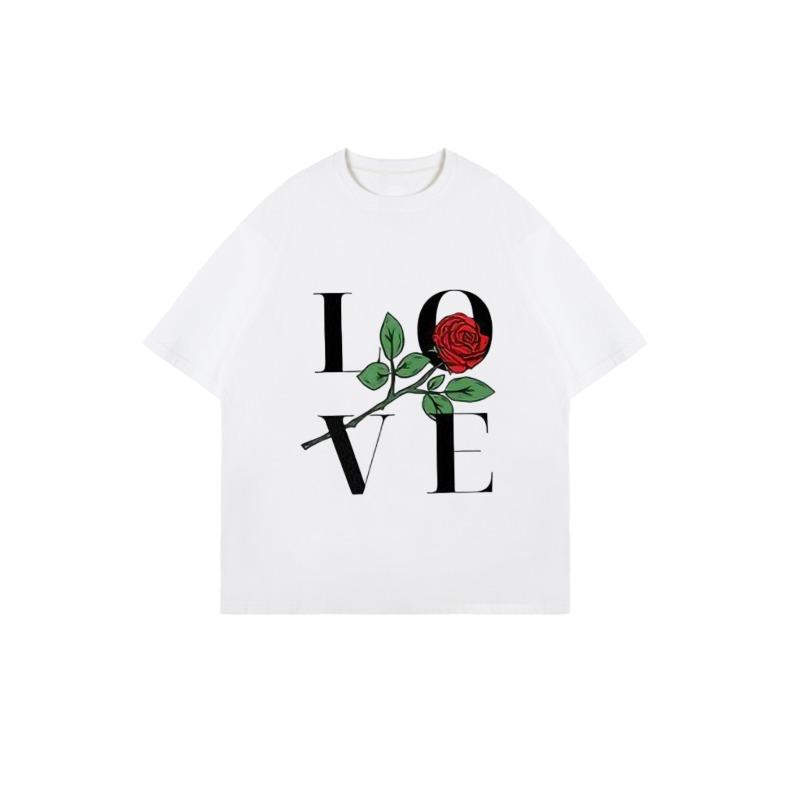 Black Oversized T Shirt Love Rose Print Graphic Tee For Casual Wear And Romantic Outfits