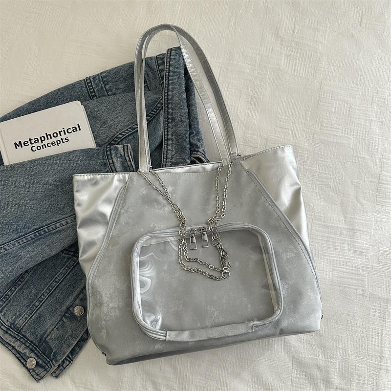 2025 Spring Large Capacity Multi-functional Versatile Simple Niche Ins Shoulder Crossbody Double Backpack New Tote Bag