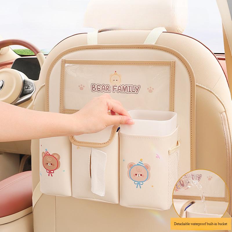 Car Seat Back Pocket Multi-functional Storage Bag Car Seat Back Hanging Garbage Bin Storage Car Interior Travel Accessories