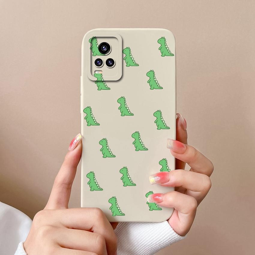 For Vivo V15 S10 Y75 S16 V17 Y77 Phone Bags Naughty Cartoon Dinosaur Patterns Camera Protection Shockproof Silicone Cover Case For Vivo Bumper Housing