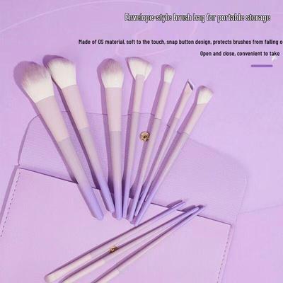 Starry Purple Makeup Brush Set – 10 Pieces, Includes Powder & Eyeshadow Brushes, Portable, In Stock