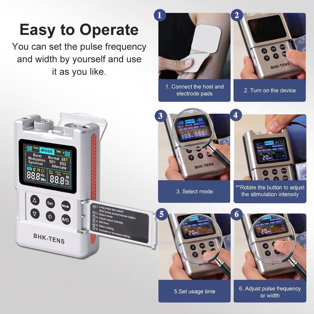 Stimolatori Muscolari Elettrici EMS TENS a Impulsi Canale Doppio 40 Livelli di Intensità Ricaricabile Accessori per Rilassamento Corporeo Fitness Strumenti Fornitura