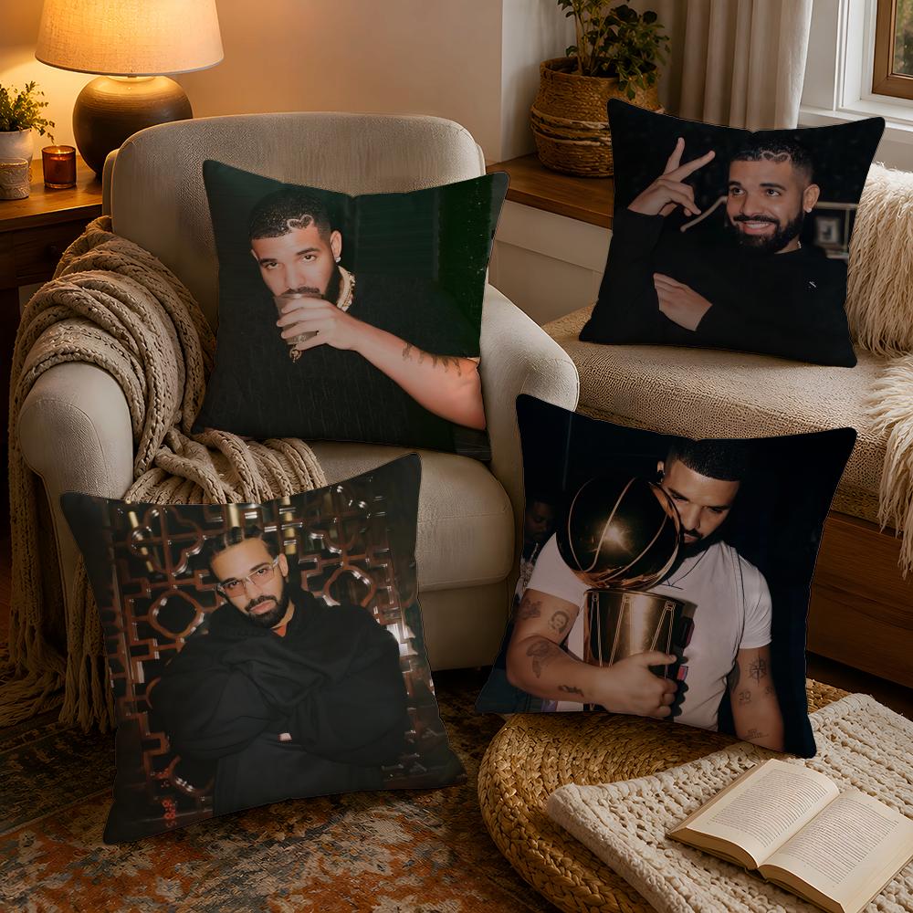 Hot Cool Singer DDrake Pillow Case Soft Plush Cushion Cover Double Print and Invisible Zipper for Sofa Home Car Use