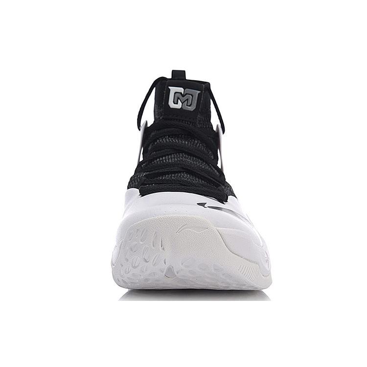 Li Ning SONIC 6 V2 Fabric Cushioning Slip Resistant Abrasion Resistant High top Basketball Shoes Men's Black White ABAN027-4