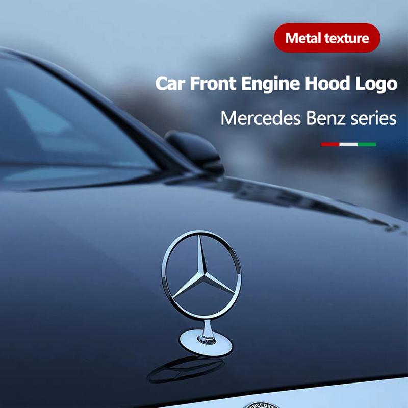 3D Metal Bonnet Badge Car Hood Front Chrome Logo Benz Marking For Benz W203 W206 W220 W205 W211 W212 W201 W210 W108 W168 GLC GLA JR9