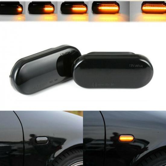 2X Sequential LED Side Marker Bumper Turn Signal Lights for VW MK4 Golf Jetta