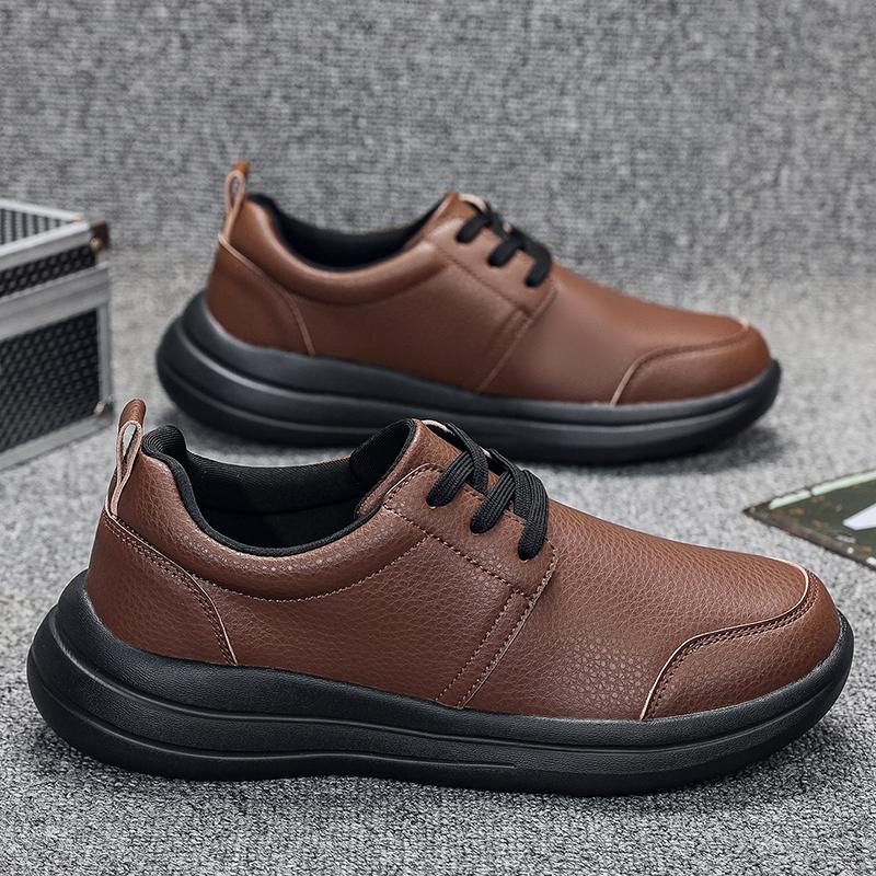 

Big Size 48 49 50 Men s Casual Leather Shoes Soft Comfortable Work Oxfords round Toe Low Top Breathable Rubber Sole Men Shoes 50 коричневий